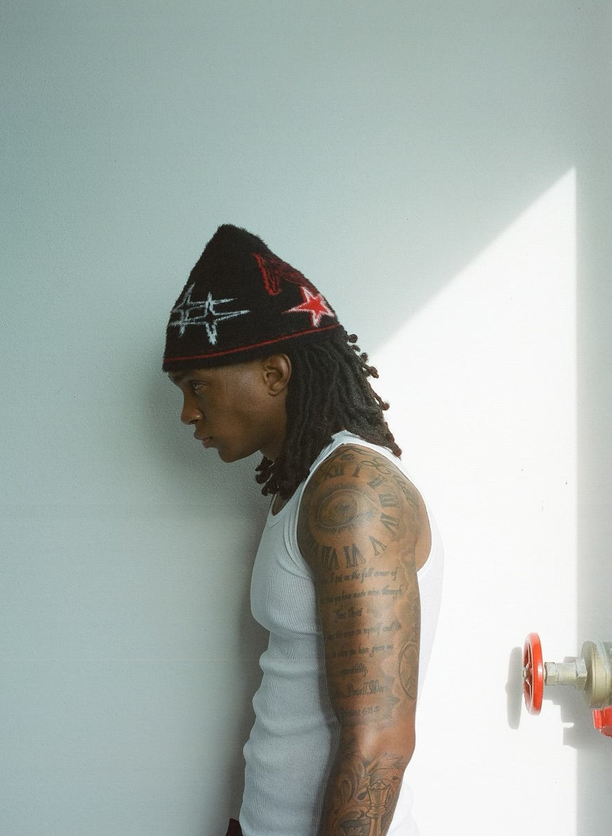 bred stellar fur beanie.