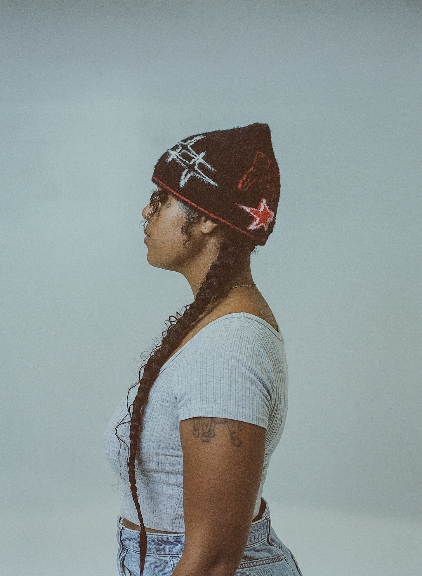 bred stellar fur beanie.